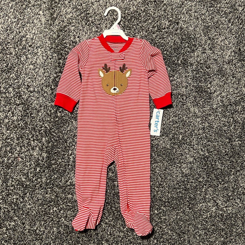 9mo NWT Carter's Red Striped Deer One Piece